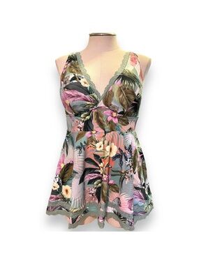 Torrid midi Taini/swim dress plus size one jungle print lace trim